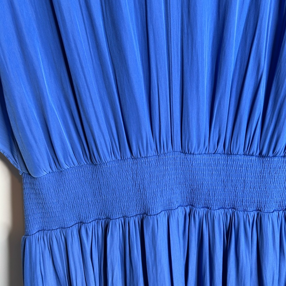 Chico’s Women’s Size 3/XL Short Sleeve Midi Dress V Neck Defined Waist Blue 6491 - Picture 5 of 10